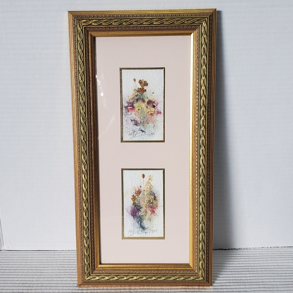 Wildflowers Of Muskoka Real Dried Press Flowers 14x7 Metal Frame Vintage